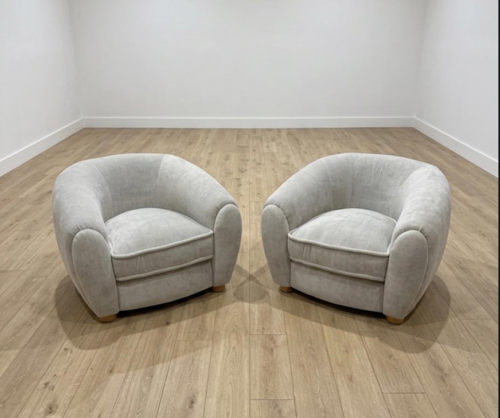 Pair of Jean Royère Barrel Lounge Chairs (1 of 1)