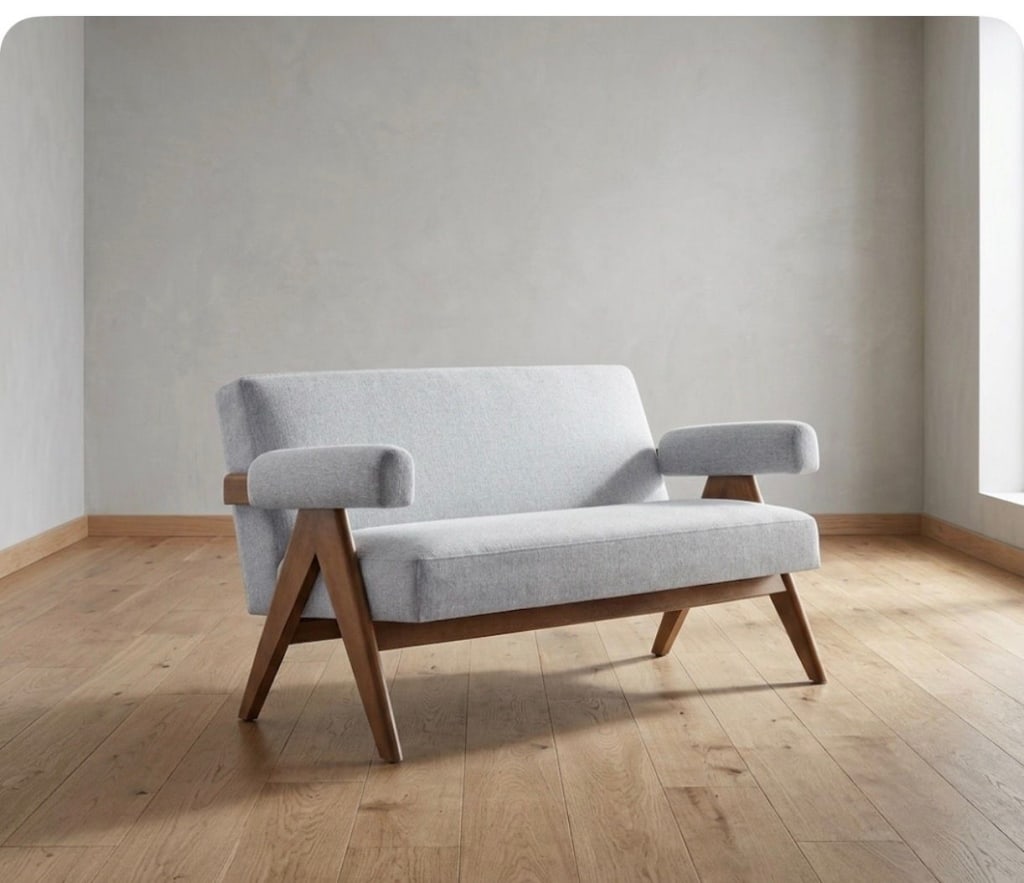 “Pierre Jeanneret “ love seat: “Pierre Jeanneret “ love seat Measure: 59 wide Pick up location: Los Angeles, CA 90064