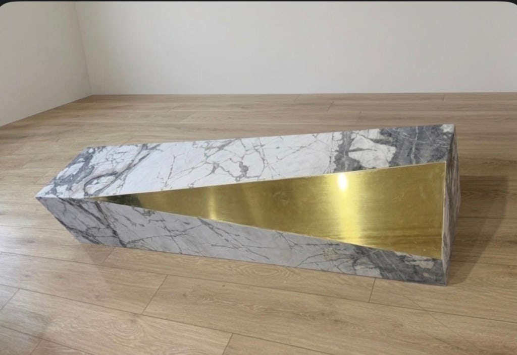 Marble and brass bench: Marble and brass bench Dimensions: 7ft long 22 deep approx PICK UP LOCATION - WEST LA, LOS ANGELES