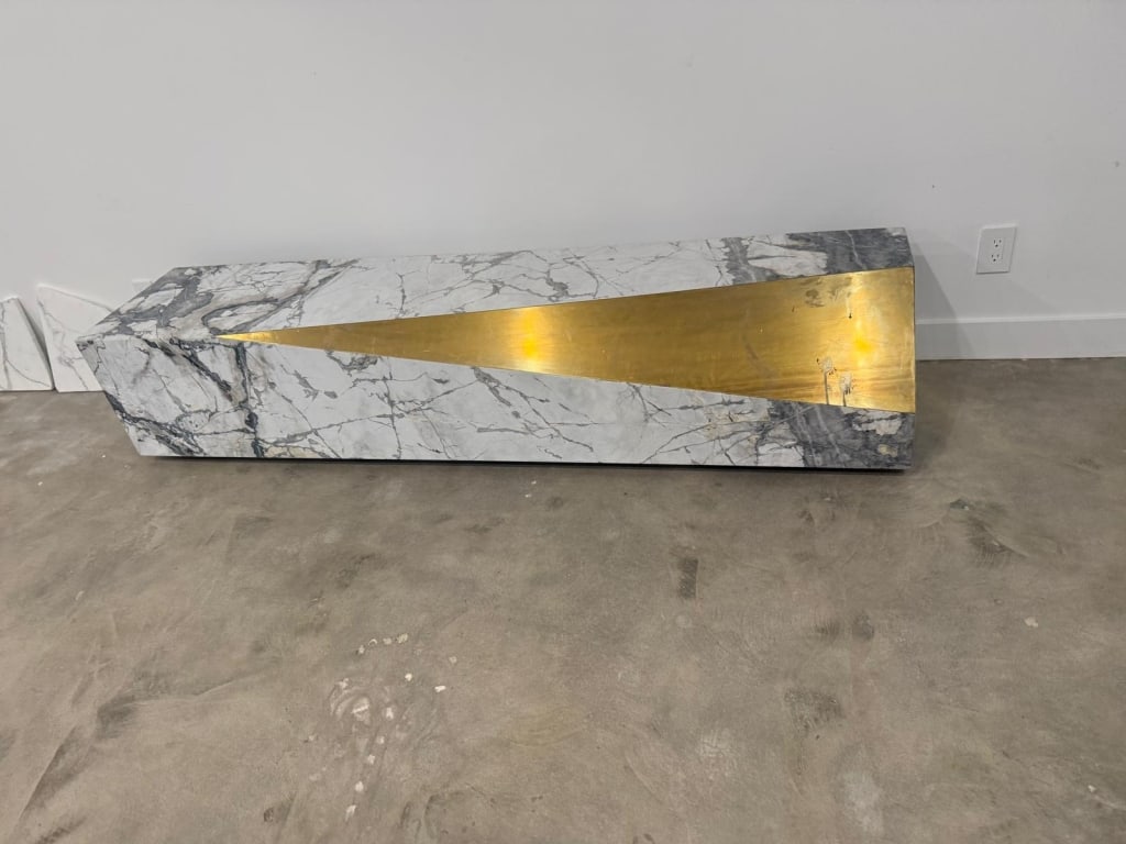 Marble and brass bench - 3