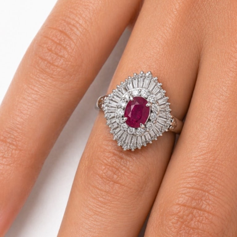 Platinum Ruby & Diamond Ring - 2