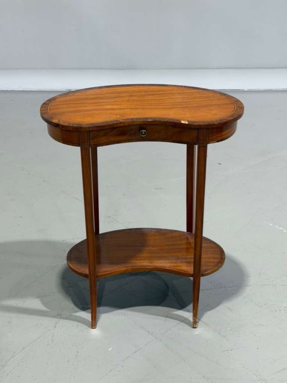 Kidney-Form Side Table with Drawer and Lower Shelf (1 of 3)