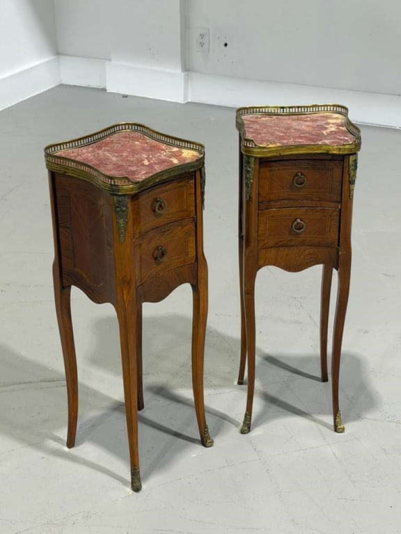 A pair of French bronze mounted marble end tables (1 of 6)