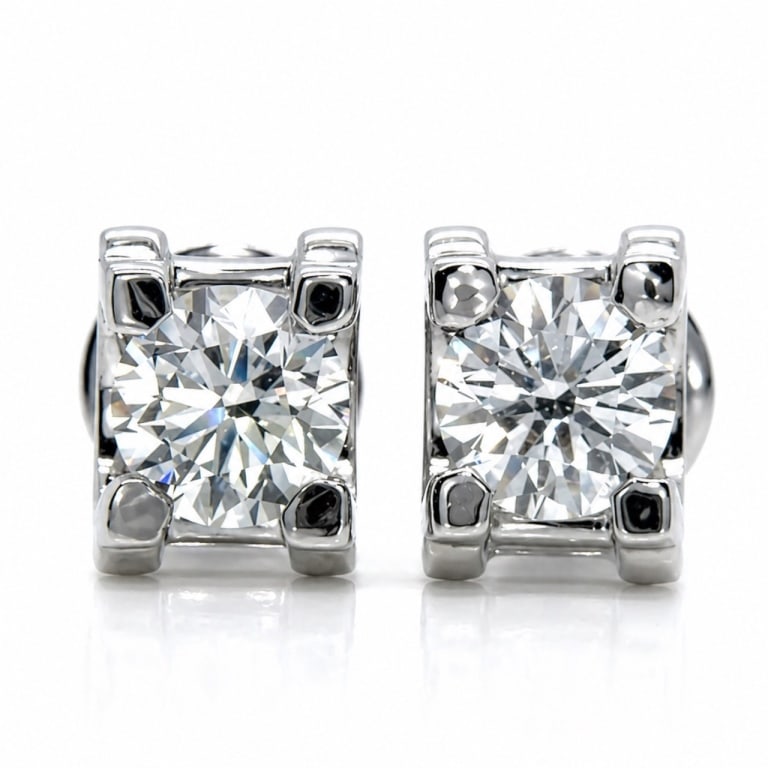 CARTIER 18K Gold 2.01 Ct. Diamond Stud Earrings (1 of 7)