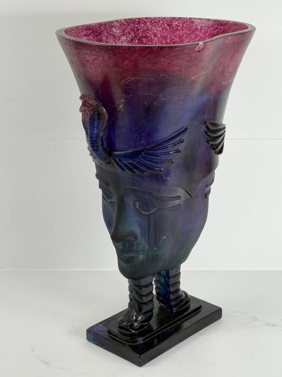 Large & impressive Egyptian Revival art glass vase (1 of 9)