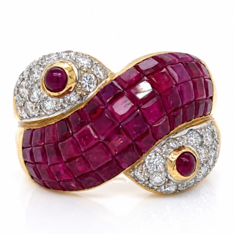 18K Yellow Gold Ruby & Diamond Ring (1 of 5)