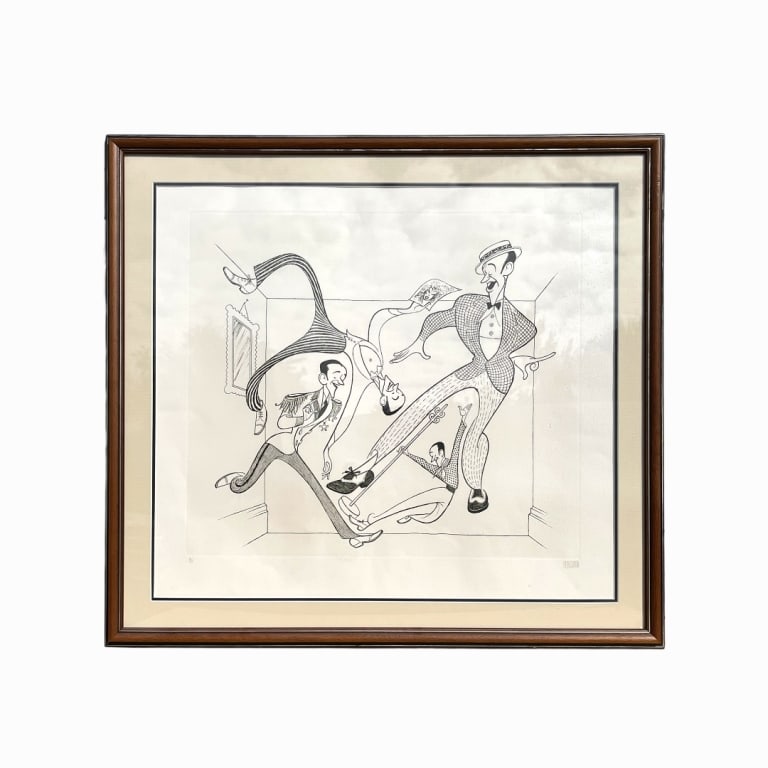 Al Hirschfeld "Fred Astaire in Royal Wedding": Al Hirschfeld "Fred Astaire in Royal Wedding". Signed. 66/125. Original Lithograph on Paper. Overall in good condition Frame measures 18.5" x 21" 19190 16B/LR