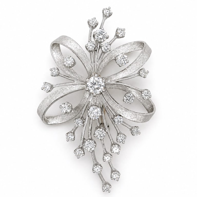 Art Deco Platinum Diamond Brooch (1 of 4)