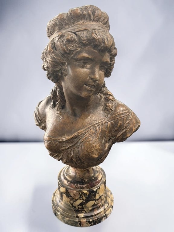 Decorative Female Bust Sculpture with Marble Base (1 of 6)