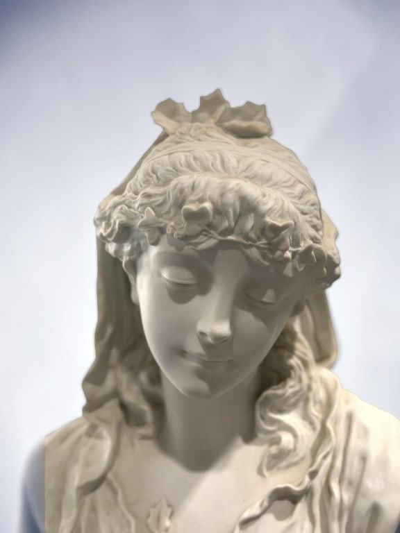 Classical Maiden Bust Sculpture Signed - 2