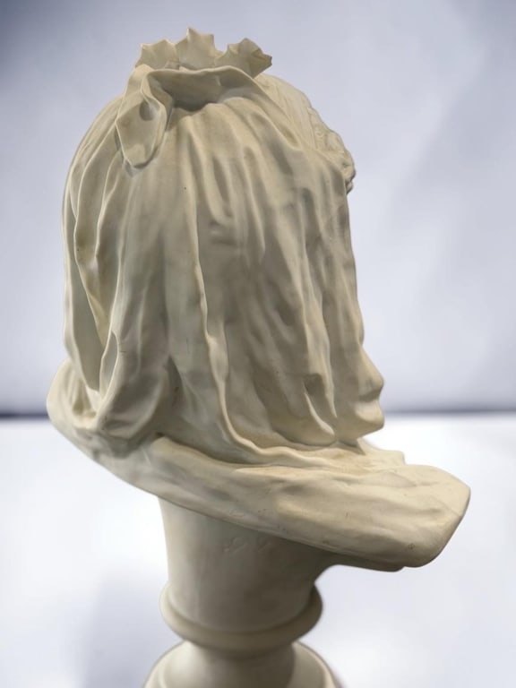 Classical Maiden Bust Sculpture Signed - 3