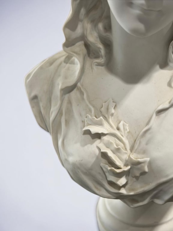 Classical Maiden Bust Sculpture Signed - 4