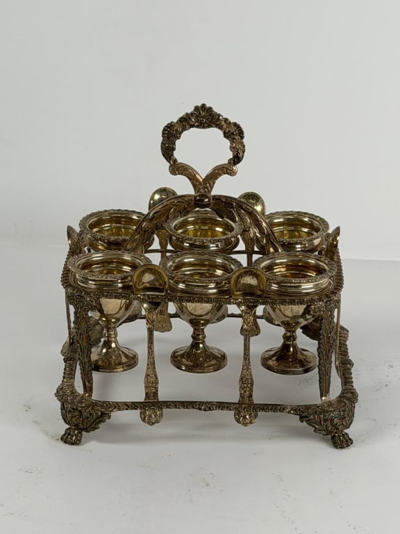 An English silver hallmarked vintage egg cruet set (1 of 6)