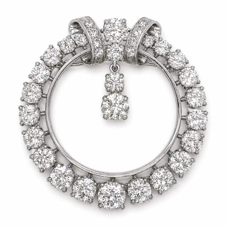 Art Deco Platinum 9.30 Ct. Diamond Brooch (1 of 4)