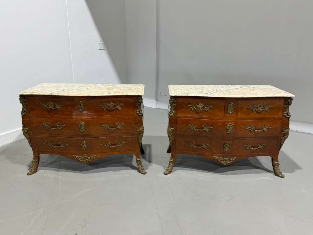 Pair of antique French marble top commodes (1 of 17)