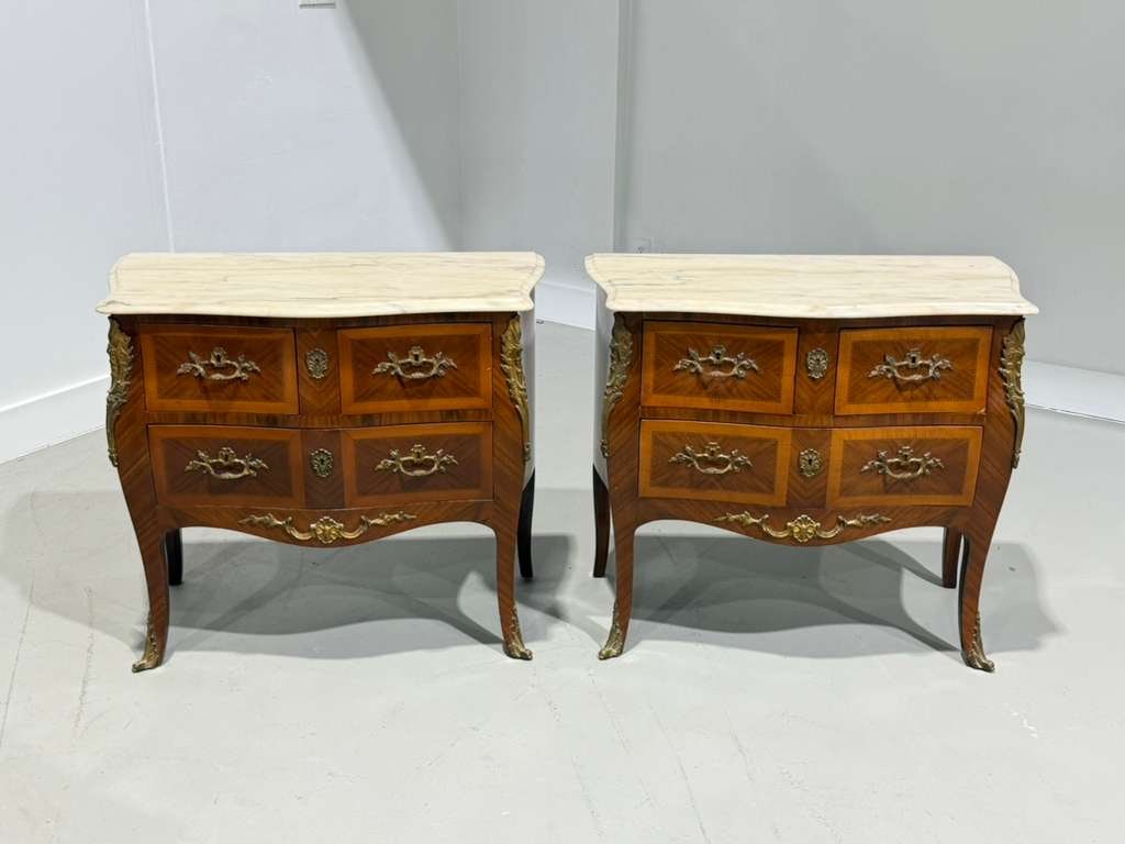 Pair of antique French marble top commodes (1 of 9)