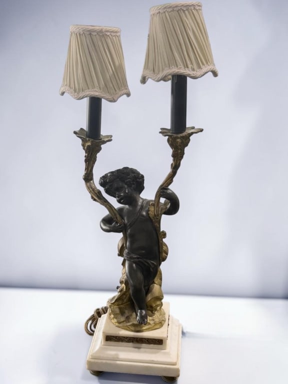 Cherub Figural Two-Light Table Lamp (1 of 8)