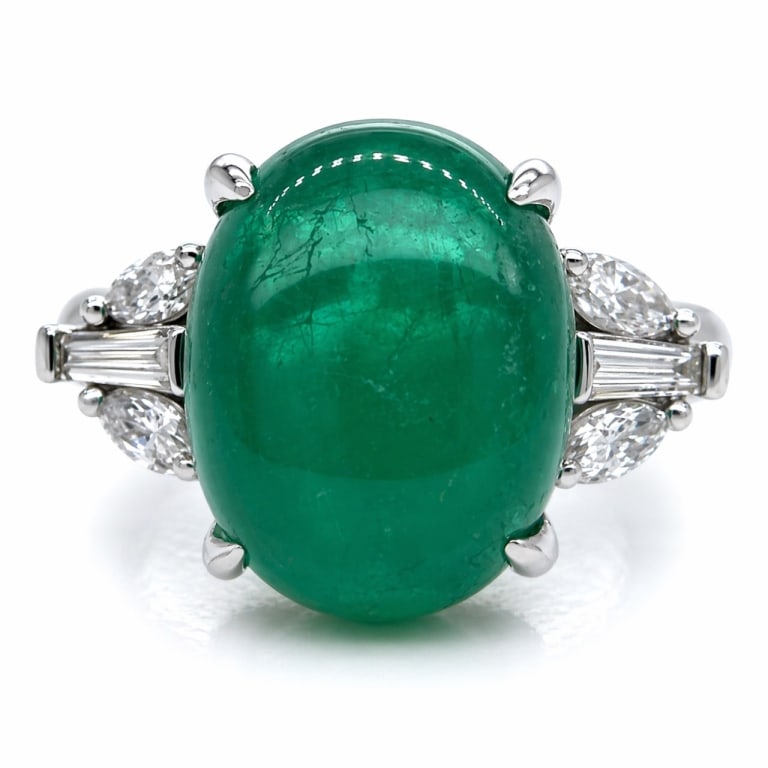 Platinum 5.94 Ct. Emerald & Diamond Ring (1 of 4)
