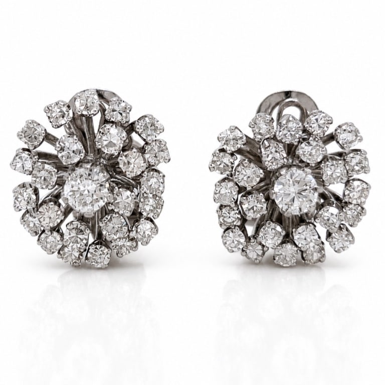1960’s Platinum 2.75 Ct. Diamond Earrings (1 of 5)