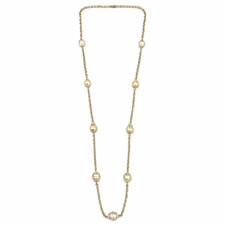 18K Yellow Gold South Sea Pearl & Diamond Necklace (1 of 5)