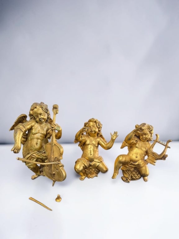 Set of Three Gilt Cherub Musician Figures (1 of 4)