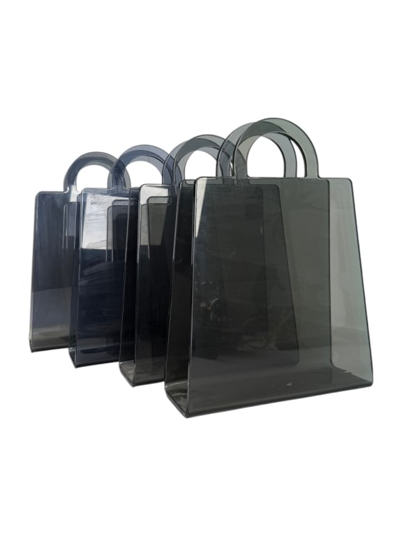 4 Gray Acrylic Shopping Bag Form Magazine Racks (1 of 2)