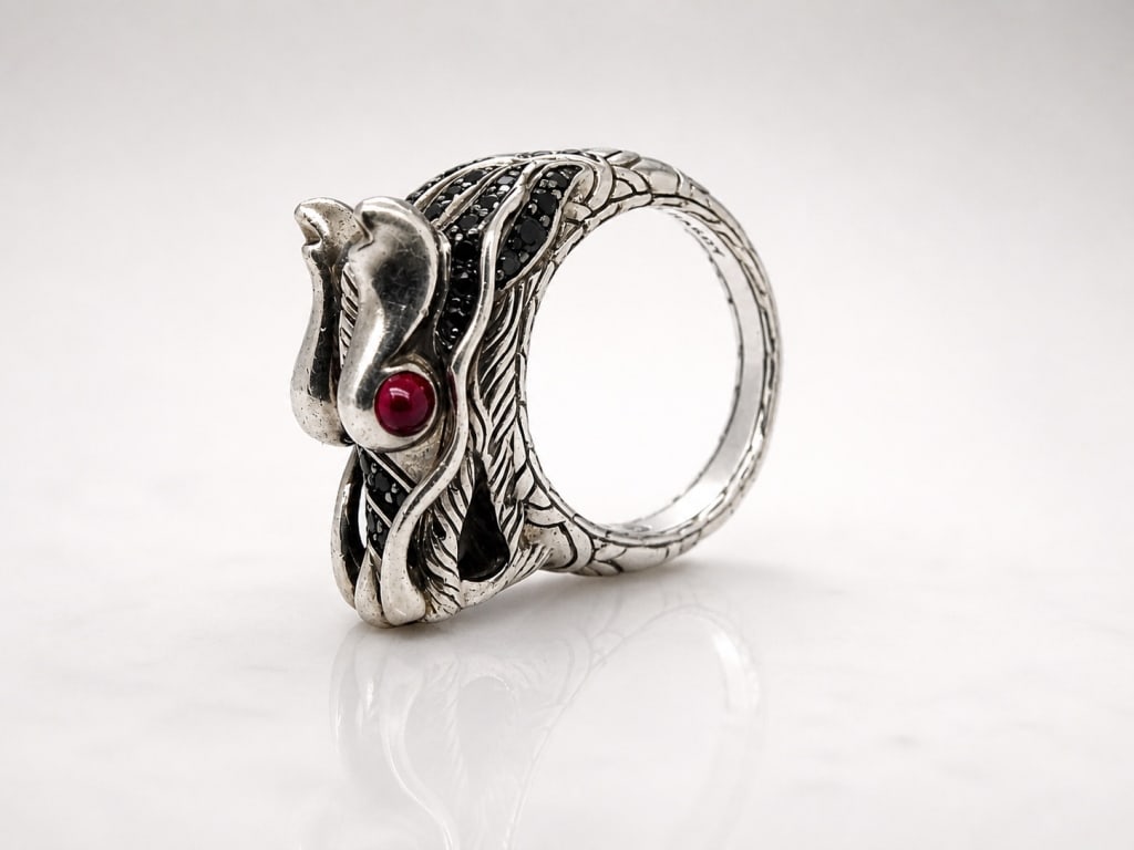 John Hardy Batu Naga Dragon Silver Gemstone Ring (1 of 3)