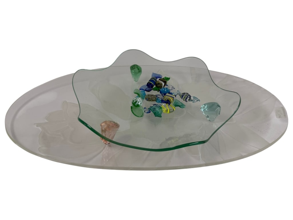 Set Contemporary Decorative Glass Trays w/ Candy (1 of 3)