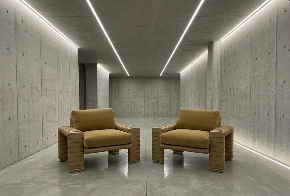 Pair of Marzio Cecchi Armchairs in Ribbed Leather (1 of 1)