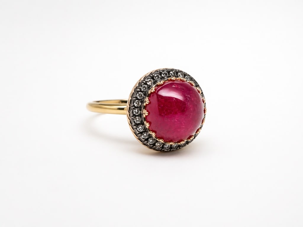 Faberge Era 14k Gold Silver Ruby & Diamond Ring (1 of 12)