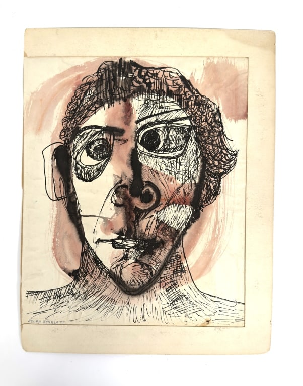 Rolph Scarlett, ink/ watercolor painting: Rolph Scarlett, Canadian (1889-1984) , ink/ watercolor painting Contemporary abstract painting. Signed. Minor signs of wear along the edges of the work, otherwise in good condition.. JZ1A Measures: 16