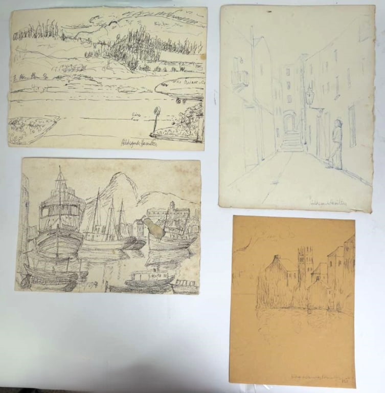 Four original drawings attributed to H. Hamilton (1 of 3)