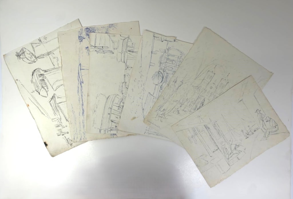 Hildegarde Hamilton (20th c.) Pen & Ink Sketches (1 of 2)