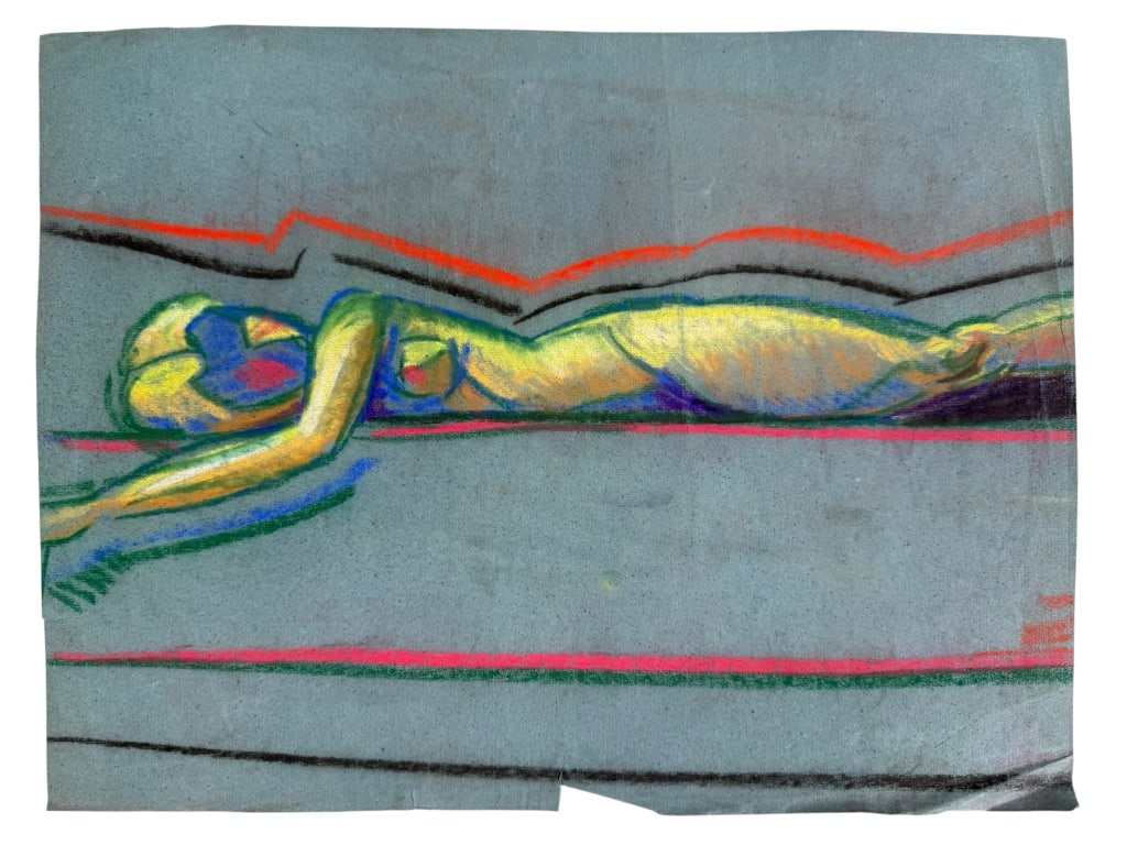 Rolph Scarlett (1889-1984) Pastel/Paper: Rolph Scarlett, Canadian (1889-1984) pastel on paper contemporary abstract nude. Unsigned. Some wear present, otherwise in good condition. Measures 12 3/8" x 16 1/2" /LR