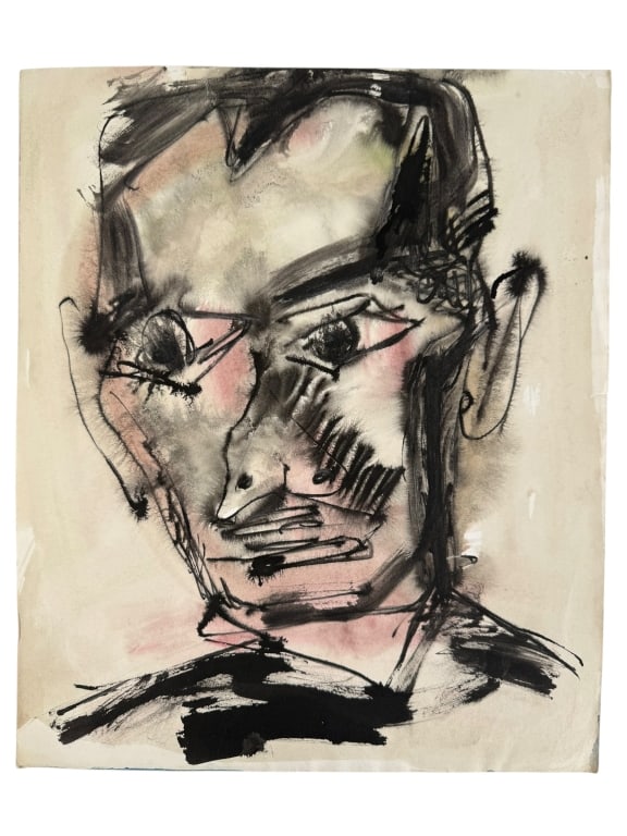 Rolph Scarlett (1889-1984) Mixed Media/Paper: Rolph Scarlett, Canadian (1889-1984) mixed media on paper contemporary abstract expressionist portrait painting. Unsigned. Some wear present, otherwise in good condition. Measures 16 5/8" x 14" 1A/LR