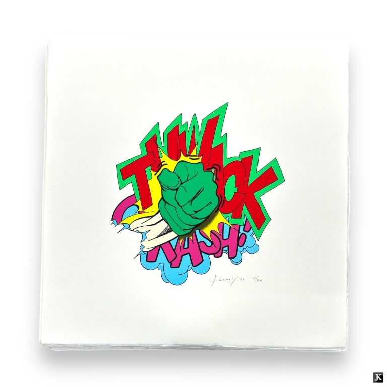 John 'Crash' Matos (b. 1961) Signed Serigraph: John 'Crash' Matos, American (b.1961) signed serigraph "Thwack". Signed, dated '02 and numbered 39/98 lower right. Minor wear present, otherwise in good condition. Measures 20" x 19 1/2" 8B/LR