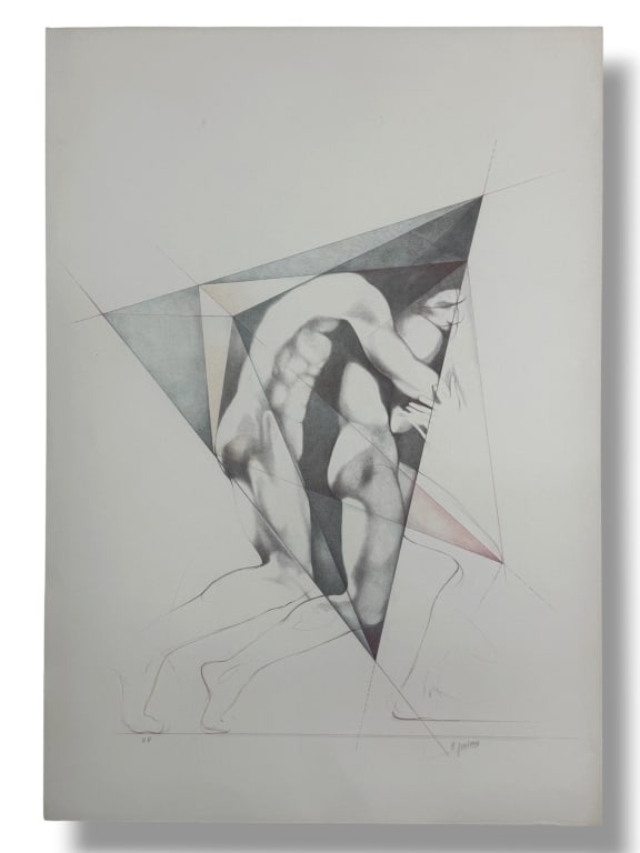 Helene Guetary (b. 1957) AP Signed Lithograph: Helene Guetary, French (b.1957) artist proof signed lithograph "Move II'. Printed on Arches paper. Signed lower right and 'A.P' written lower left. Minor signs of toning and wear along the edges of