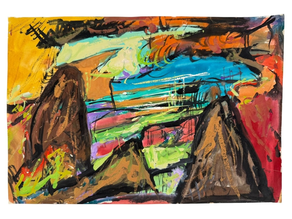 Rolph Scarlett (1889-1984) Gouache/Paper: Rolph Scarlett, Canadian (1889-1984) gouache on paper Contemporary abstract painting. Unsigned. Signs of wear along the edges of the work, otherwise in good condition. Measures 12" x 17 1/2" 1A/LR