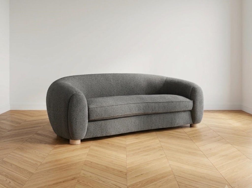 Grey Boucle royere polar sofa (1 of 2)