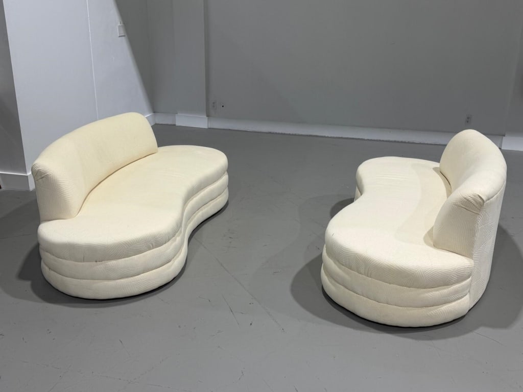 Pair Vladimir Kagan Kidney Bean Curved Sofas (1 of 15)