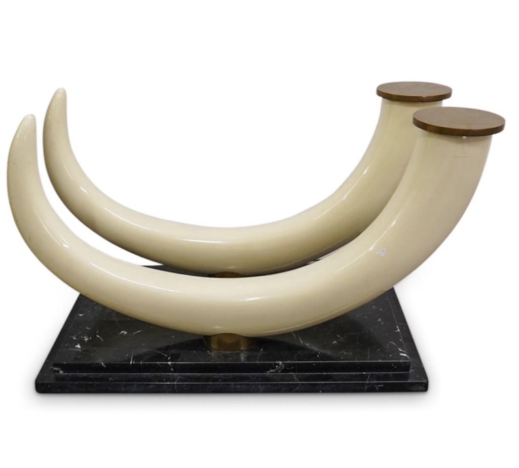 Jensen Marble, Brass Tusk Cofee Table (1 of 4)