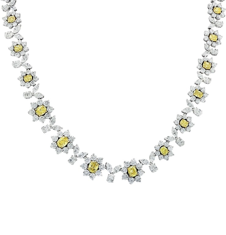 Yellow and white Diamond Necklace 28.50 carats (1 of 5)