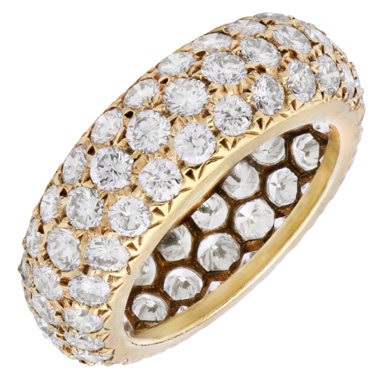 18k Yellow Gold Pave Diamond Dome Ring: 18k Yellow Gold Pave Diamond Dome Ring SKU: 53474