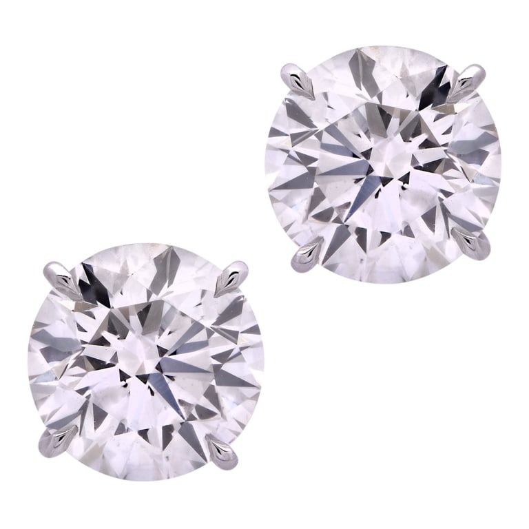6.02 Carat Round Brilliant Diamond Stud Earrings (1 of 4)