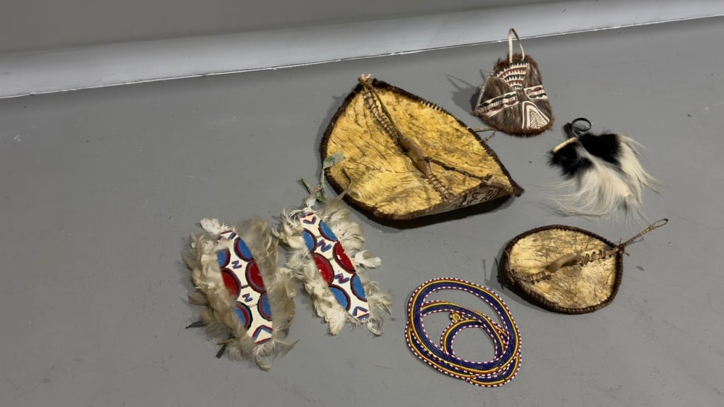 Lot Antique Handmade Native Crafts: 9pc. lot of antique handmade native crafts. All show signs of age and wear, otherwise in good condition.Biggest 28" h x 22" wSmallest 11" h x 12" w