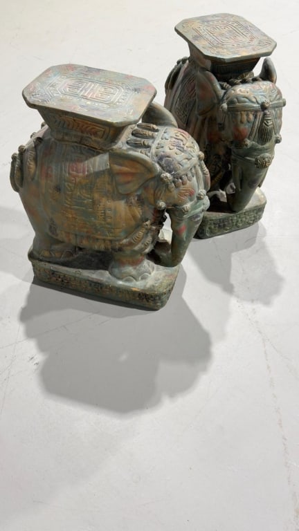 Pair Asian Engraved Elephant Sculptures (1 of 5)