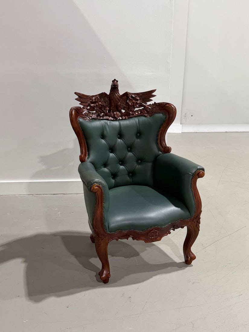 Carved Eagle Crest Armchair (1 of 4)