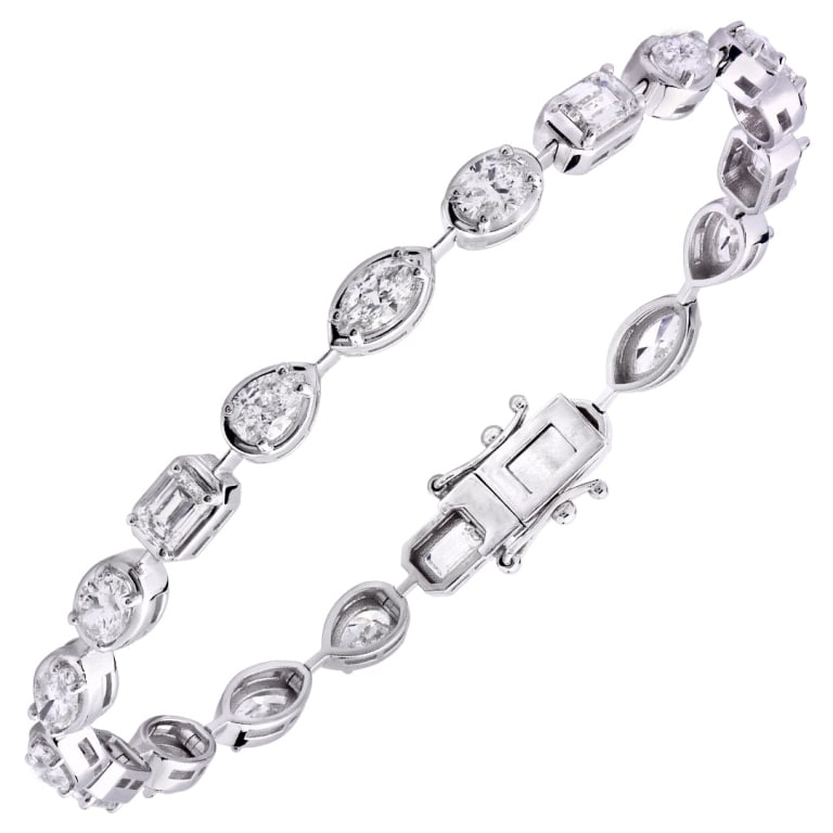 GIA Certified Mixed Diamond Bracelet: GIA Certified Mixed Diamond Bracelet SKU: 54113 Metal: 14k White Gold Stone: Diamond Diamond Shape: Mixed Diamond Count: 20 Diamond Weight: 6.50ct Diamond Color: D–F Diamond Clarity: