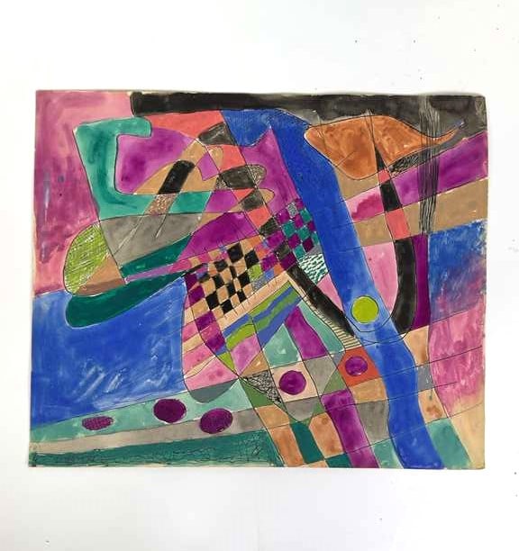 Rolph Scarlett, gouache on paper painting (1 of 2)