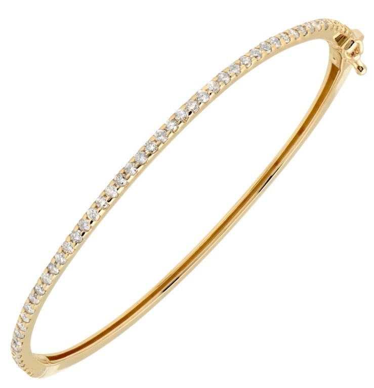14k Gold Diamond Bangle with 1.00 Carat Brilliants (1 of 3)